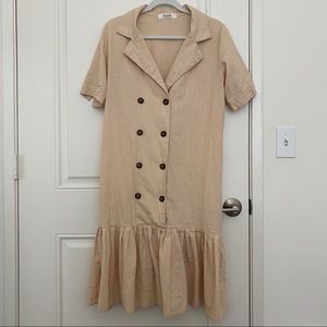 Storets midi beige button down dress